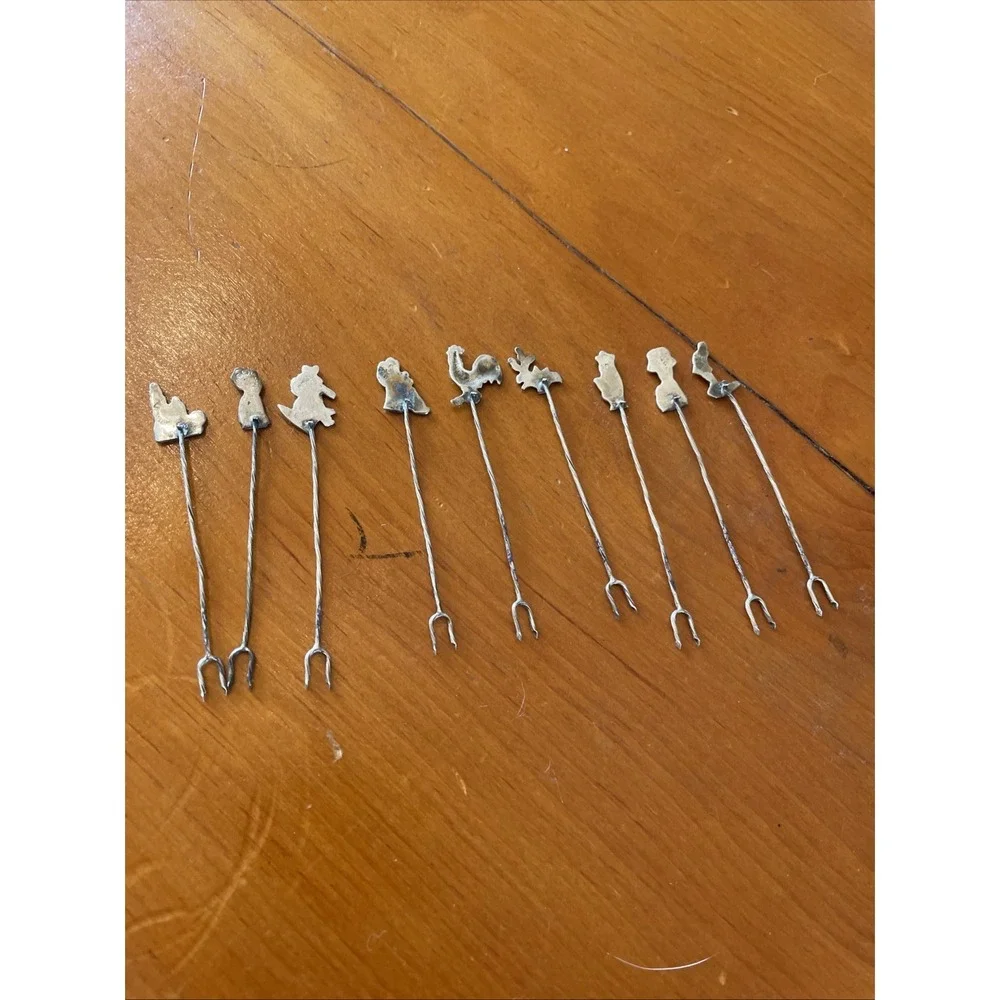 Vintage Hors D'oeuvre Cocktail Forks Picks Lot Of 9 Mexican